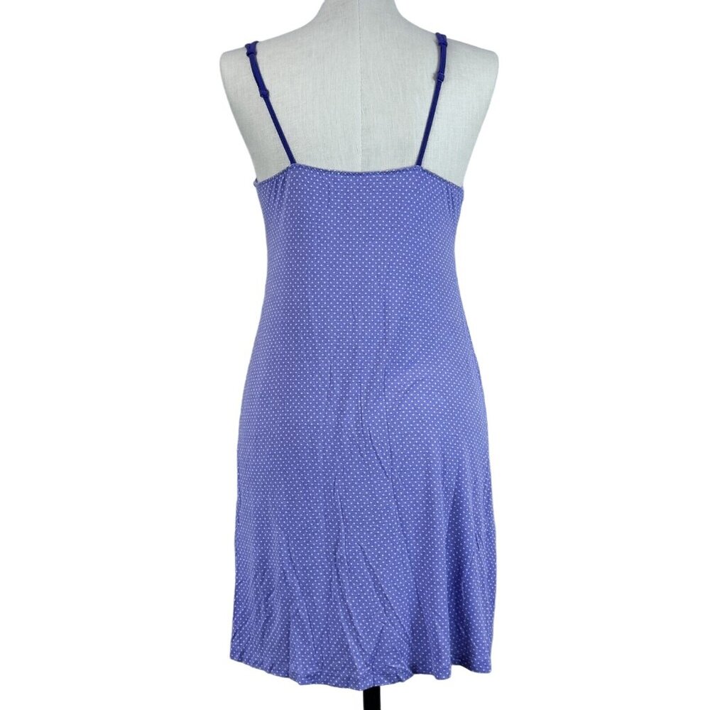 Relativity Intimates Night Dress Size L Purple Polka Dots V Neck Sleeveless - Picture 2 of 14